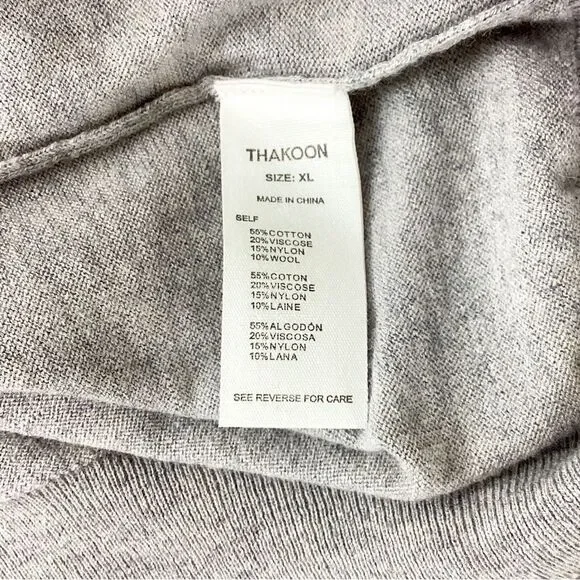 THAKOON Size XL NWT V-neck Sweater LH Light Heather Gray Lightweight Pullover - Picture 8 of 10